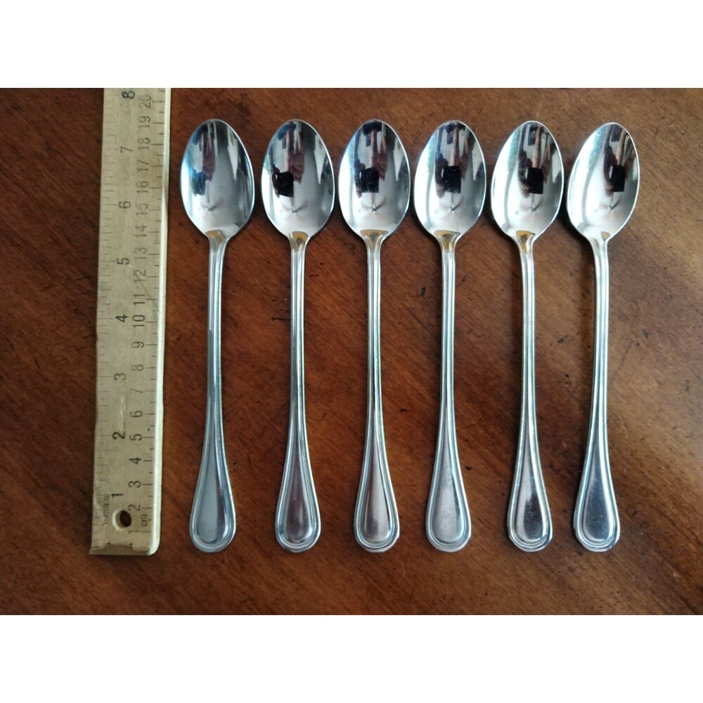 Lot 6x Wallace Stainless WAS 225 Pattern WAS225 Iced Ice Tea Spoons 7.3"